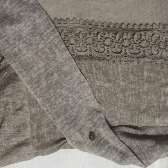 Beige Taupe Thin Knit Crochet Cardigan - Picture 10 of 13